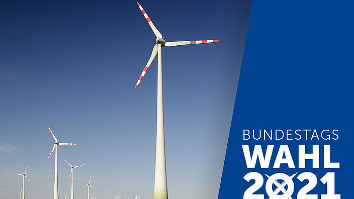 Windmühlen mit Bundestagswahl-Visual